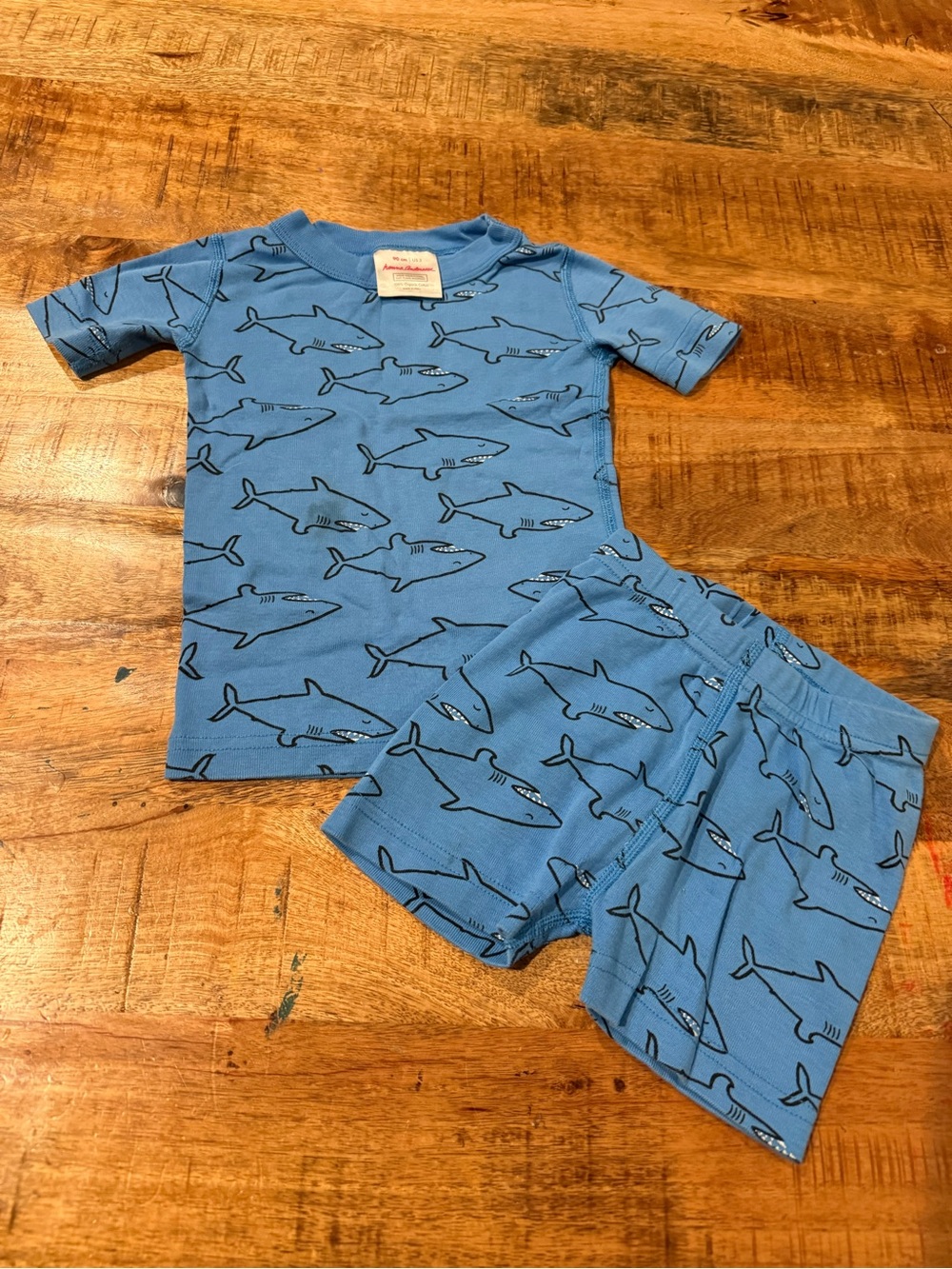 Hanna Andersson Blue Shark Pajama Set Size 3